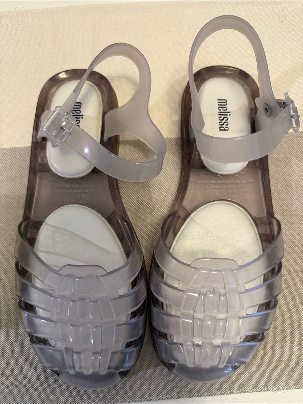 Melissa Possession Clear Jelly Sandals Fisherman Cage Flat size 7